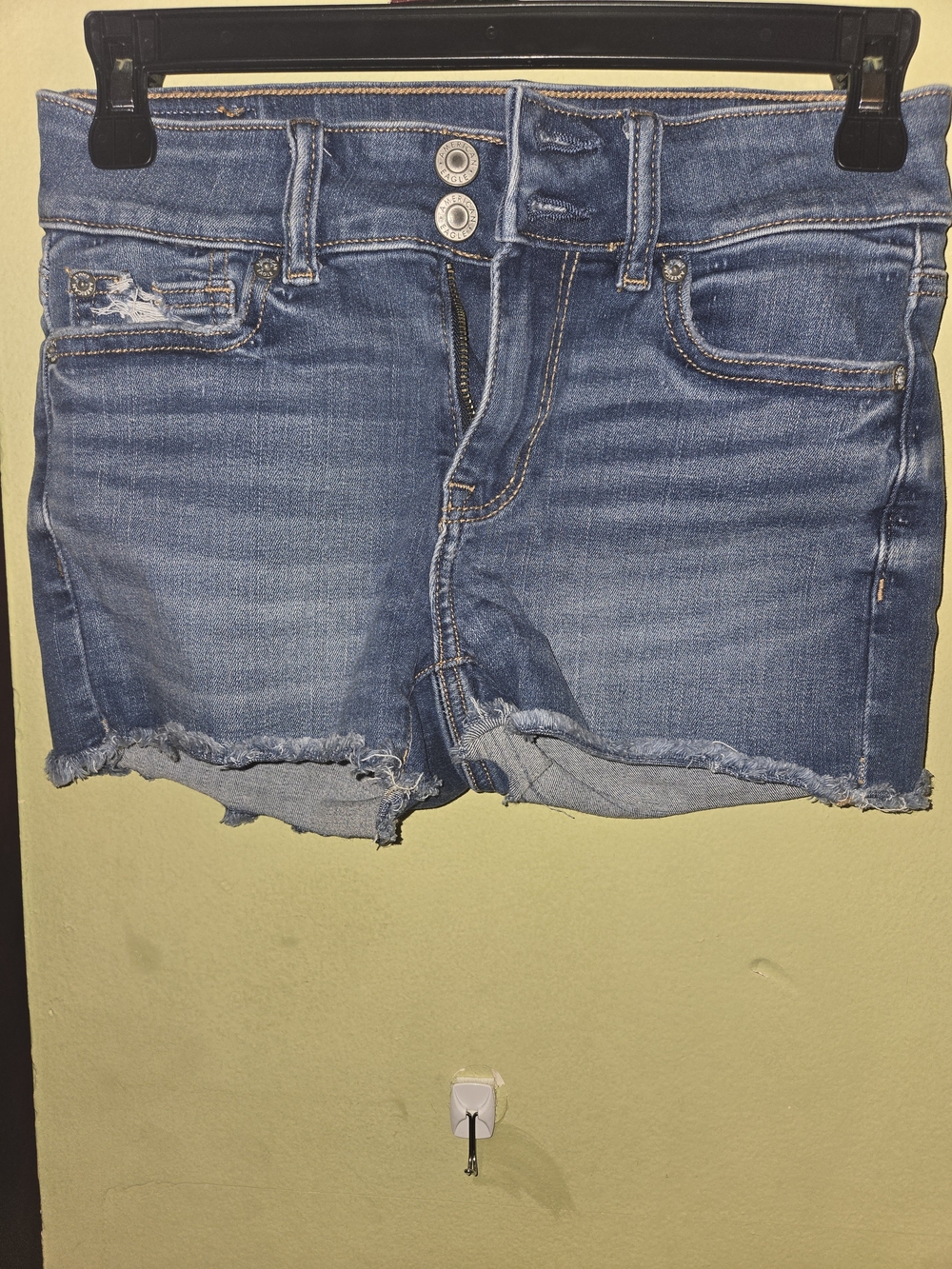 American Eagle Outfitters Distressed Medium Blue Denim Cutoff Shorts